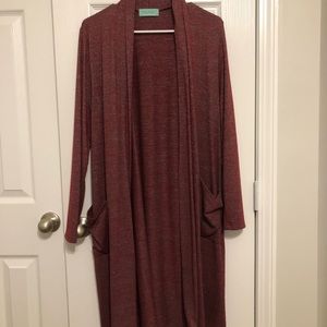 Cardigan. Knee length.